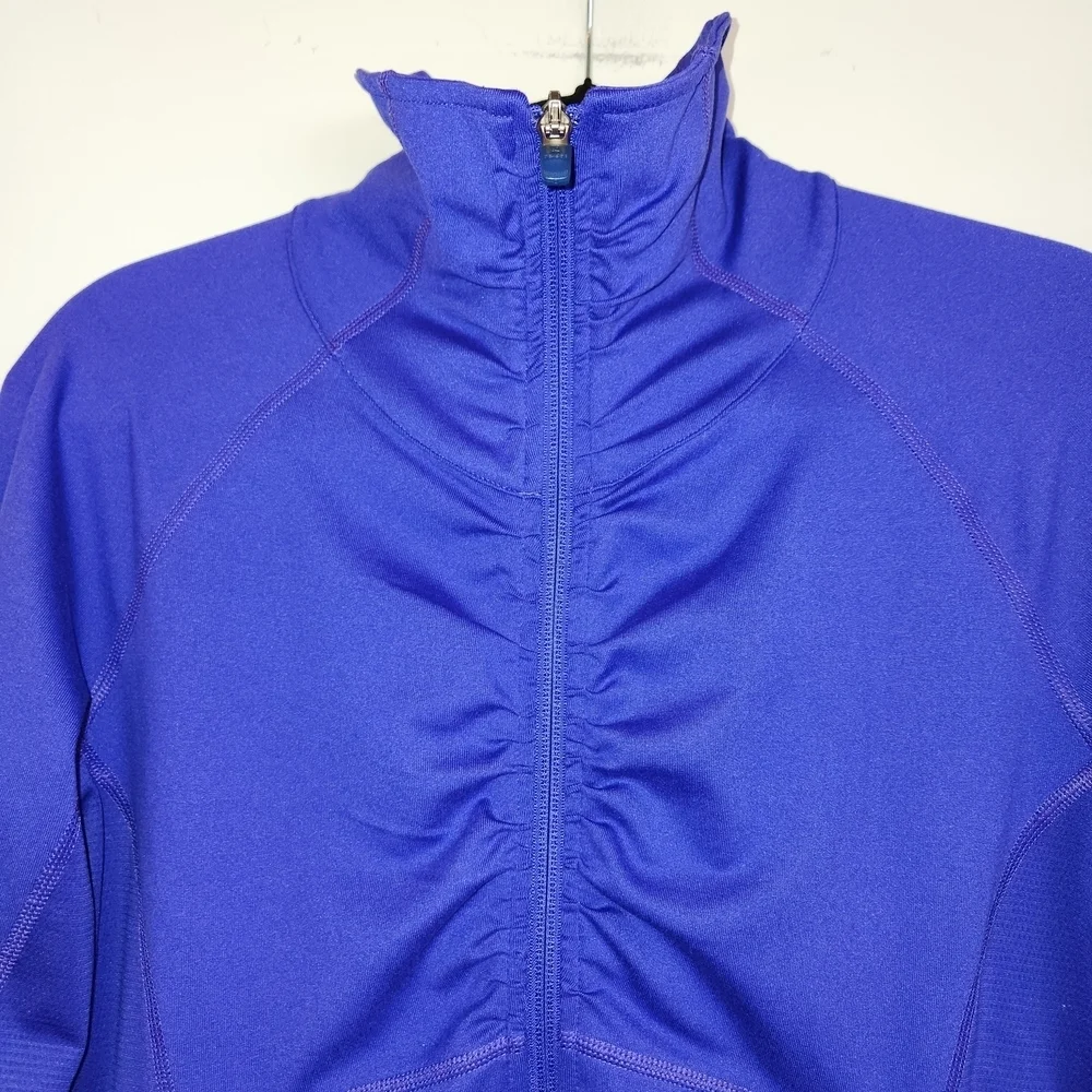 Adidas Vibrant Blue Full Zip Climalite Jacket Size S Front & Back Ruching Soft